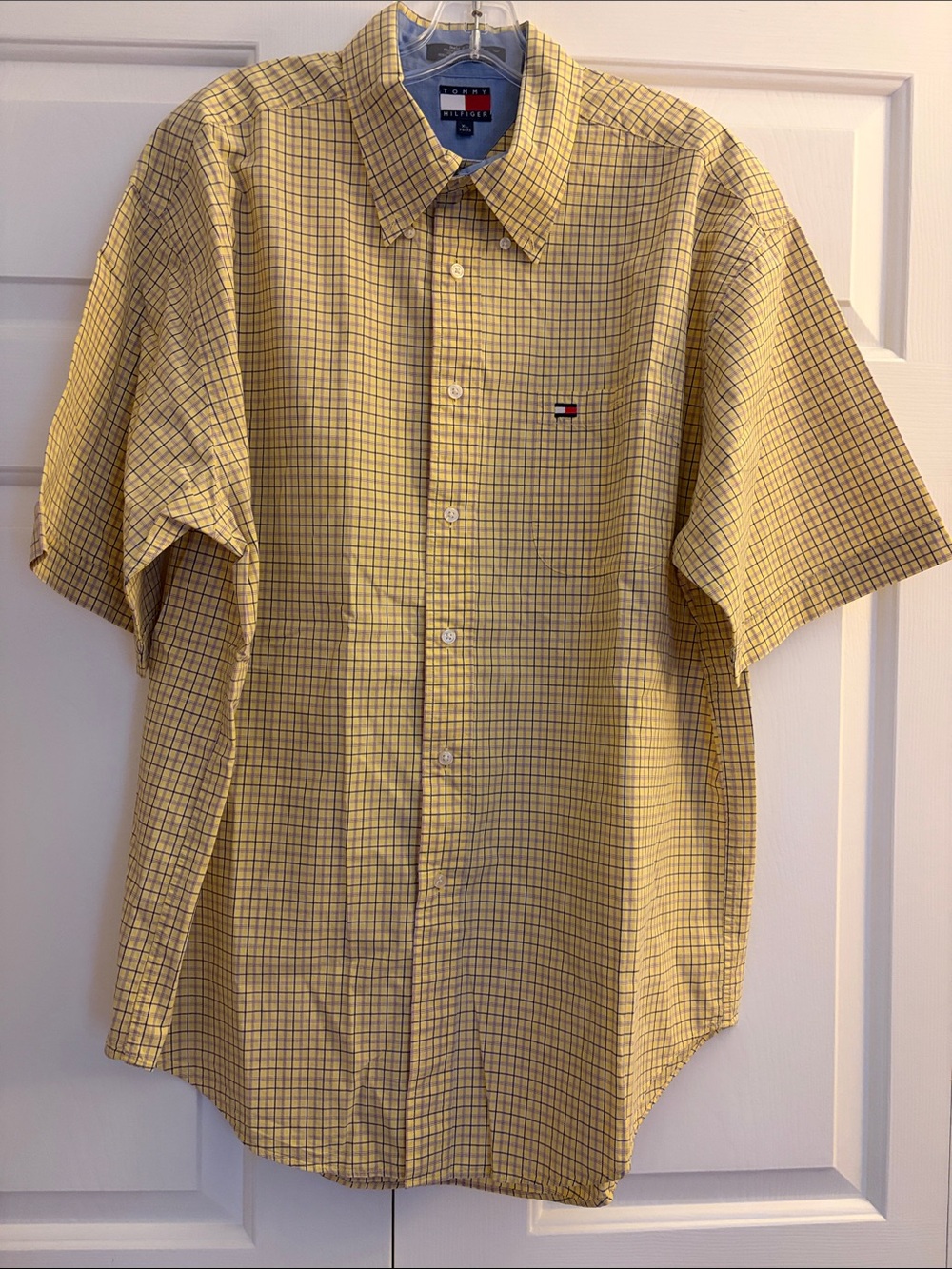 Tommy Hilfiger Yellow Checked Short-Sleeve Button-Down Shirt